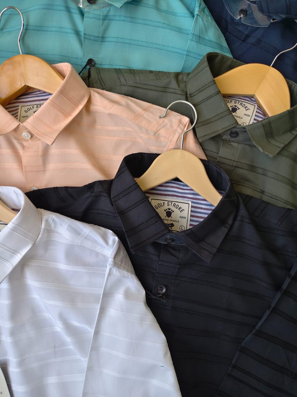 Plain Shirts In Horizontal Self Stripes - Image 3