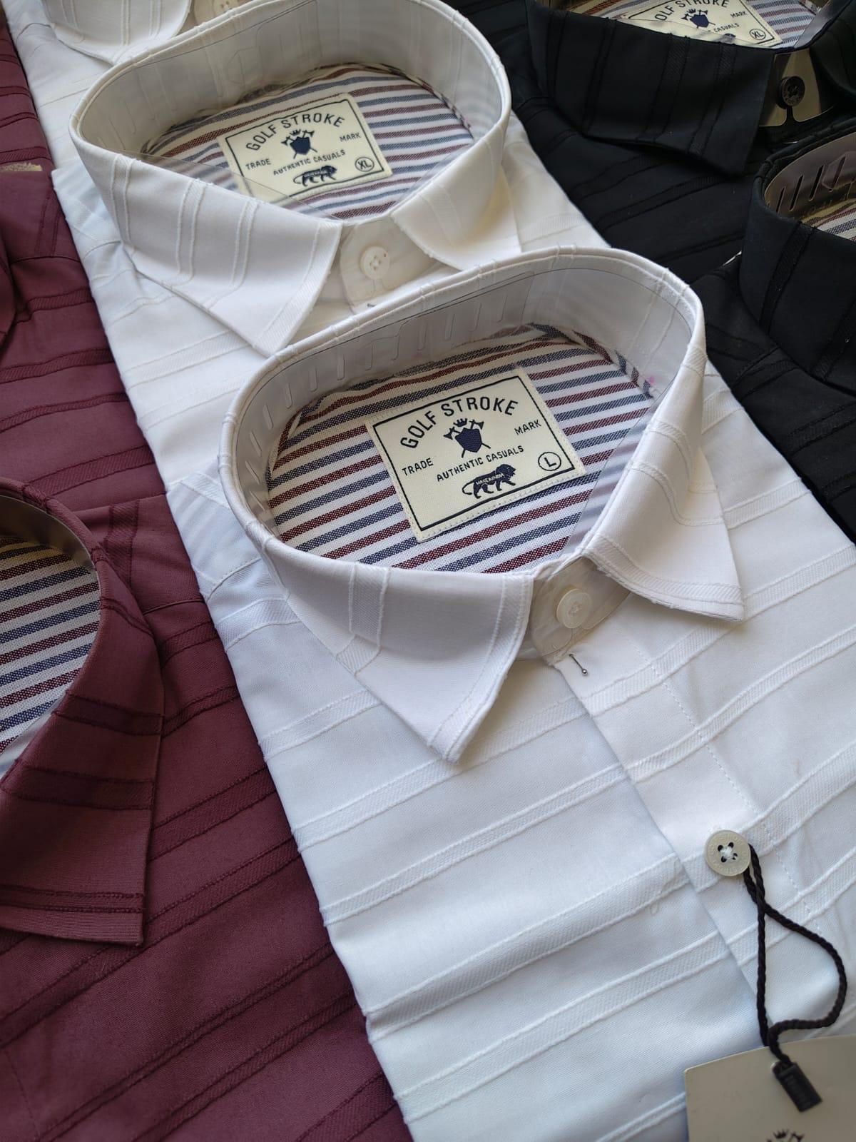 Plain Shirts In Horizontal Self Stripes - Image 2