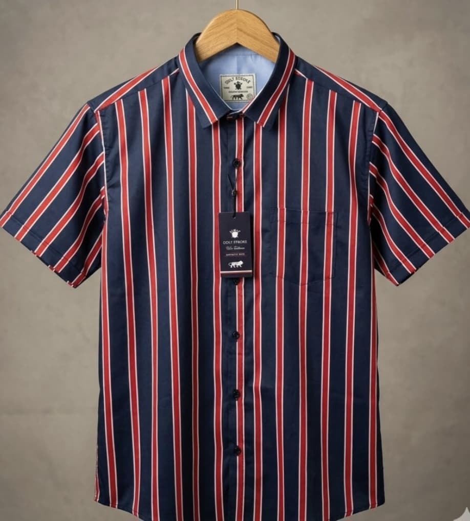 Half Sleeves Vertical Stripes Shirts